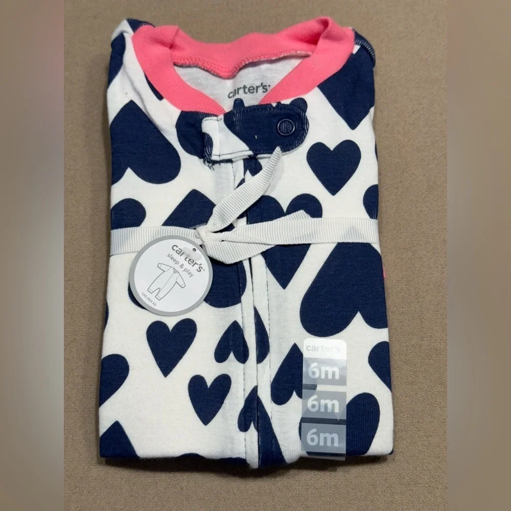 NWT Carter's Navy and Pink Heart One Piece